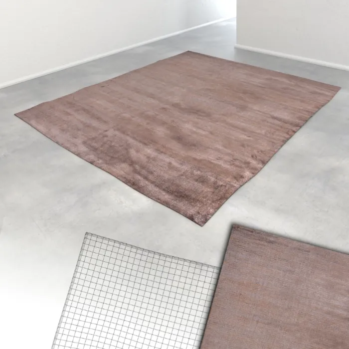 Индийский ковер из шерсти и арт-шёлка MURUGAN  PLAIN-BRN-RUS-D04/A032 - 3D модель